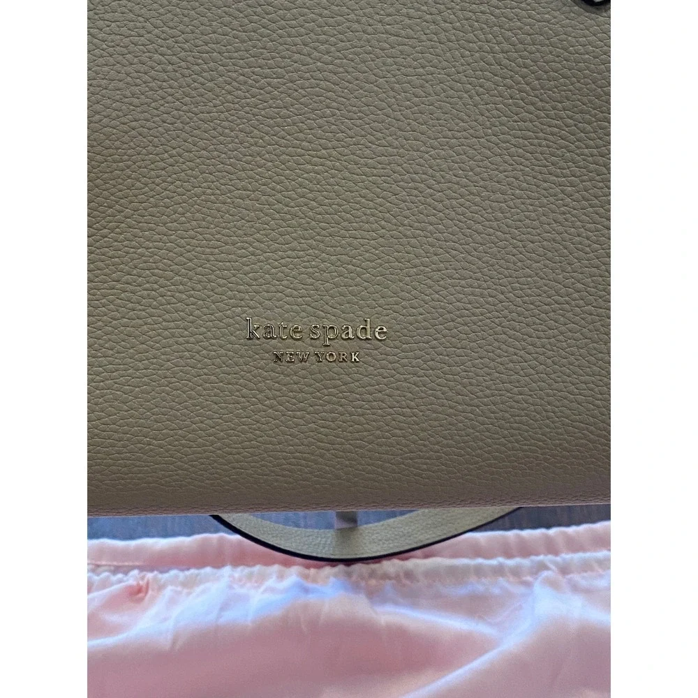 Kate Spade New York Knott Large Pebbled‎ Leather Satchel Taupe Beige Handbag